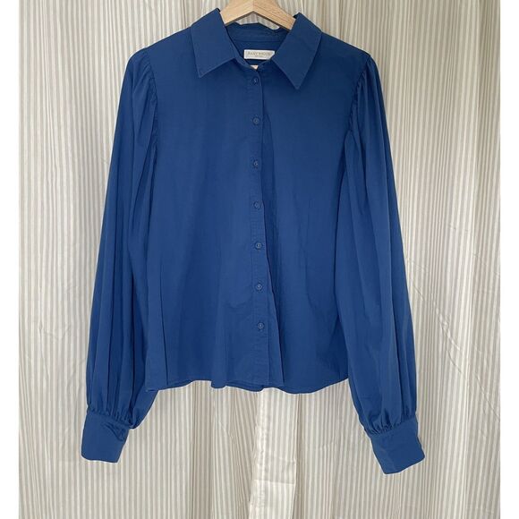 Ramy Brook Women's Large Poplin Blue Long Sleeve Collard Button Down Shirt - Picture 1 of 9